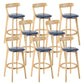 Industrial Backrest Armless Counter Stool Rubber Wood Bar Stool with Cushion for Cafe Dark Blue 8 Piece Set Clearhalo 'Bar Furniture' 'Bar Stools' 'bar_stools' 'furn' 'furn_bar_stools' 'Furniture' 'Kitchen & Dining Furniture' 6832826