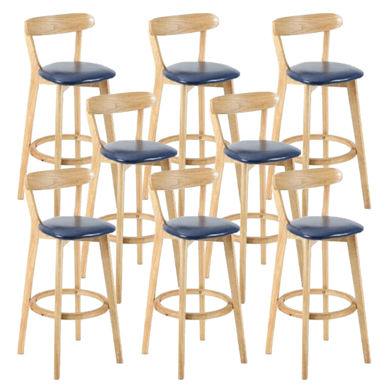 Industrial Backrest Armless Counter Stool Rubber Wood Bar Stool with Cushion for Cafe Dark Blue 8 Piece Set Clearhalo 'Bar Furniture' 'Bar Stools' 'bar_stools' 'furn' 'furn_bar_stools' 'Furniture' 'Kitchen & Dining Furniture' 6832826