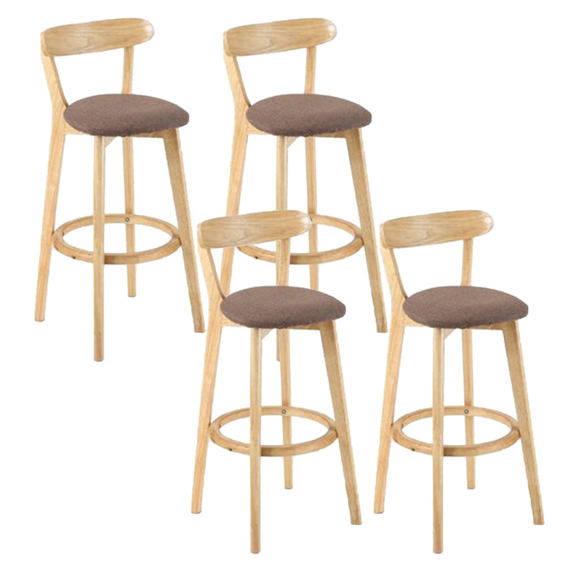 Industrial Backrest Armless Counter Stool Rubber Wood Bar Stool with Cushion for Cafe Coffee 4 Piece Set Clearhalo 'Bar Furniture' 'Bar Stools' 'bar_stools' 'furn' 'furn_bar_stools' 'Furniture' 'Kitchen & Dining Furniture' 6832829