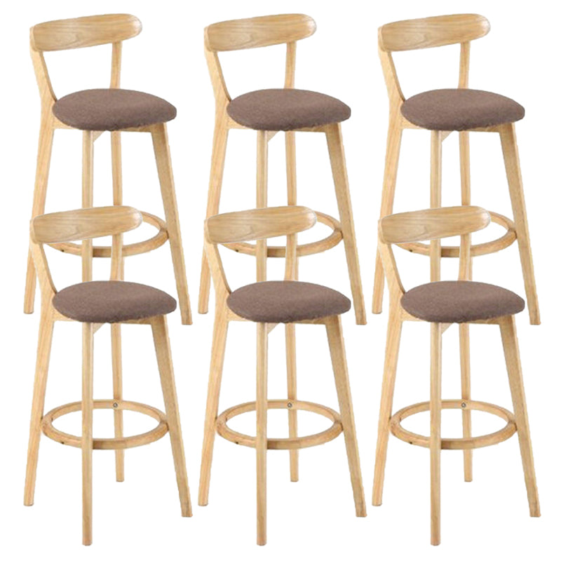 Industrial Backrest Armless Counter Stool Rubber Wood Bar Stool with Cushion for Cafe Coffee 6 Piece Set Clearhalo 'Bar Furniture' 'Bar Stools' 'bar_stools' 'furn' 'furn_bar_stools' 'Furniture' 'Kitchen & Dining Furniture' 6832830