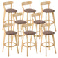Industrial Backrest Armless Counter Stool Rubber Wood Bar Stool with Cushion for Cafe Coffee 8 Piece Set Clearhalo 'Bar Furniture' 'Bar Stools' 'bar_stools' 'furn' 'furn_bar_stools' 'Furniture' 'Kitchen & Dining Furniture' 6832831