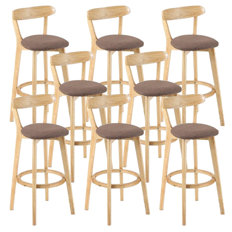 Industrial Backrest Armless Counter Stool Rubber Wood Bar Stool with Cushion for Cafe Coffee 8 Piece Set Clearhalo 'Bar Furniture' 'Bar Stools' 'bar_stools' 'furn' 'furn_bar_stools' 'Furniture' 'Kitchen & Dining Furniture' 6832831