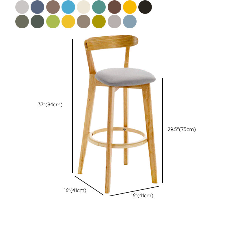 Industrial Backrest Armless Counter Stool Rubber Wood Bar Stool with Cushion for Cafe Clearhalo 'Bar Furniture' 'Bar Stools' 'bar_stools' 'furn' 'furn_bar_stools' 'Furniture' 'Kitchen & Dining Furniture' 6832832