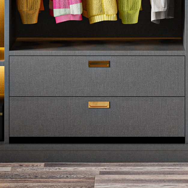 Grey Contemporary Wardrobe Closet Sliding Wardrobe Armoire with Drawer Clearhalo 'Armoires & Wardrobes' 'armoires_wardrobes' 'Bedroom Furniture' 'furn' 'furn_armoires_wardrobes' 'Furniture' 6832961