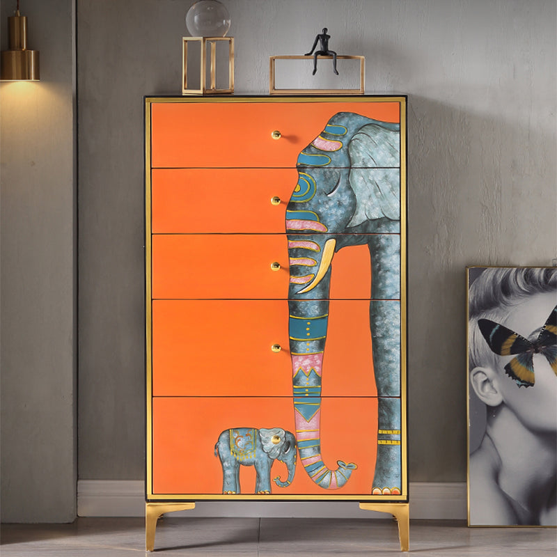 Classic Glam Vertical Lingerie Chest Wood Storage Chest with Drawers for Bedroom