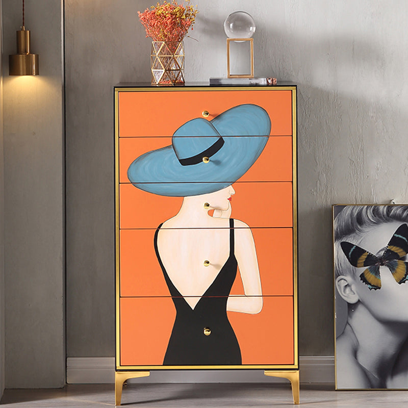 Classic Glam Vertical Lingerie Chest Wood Storage Chest with Drawers for Bedroom