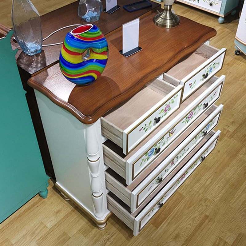 Cómoda doble tradicional americana, cómoda de almacenamiento de madera con cajones para dormitorio