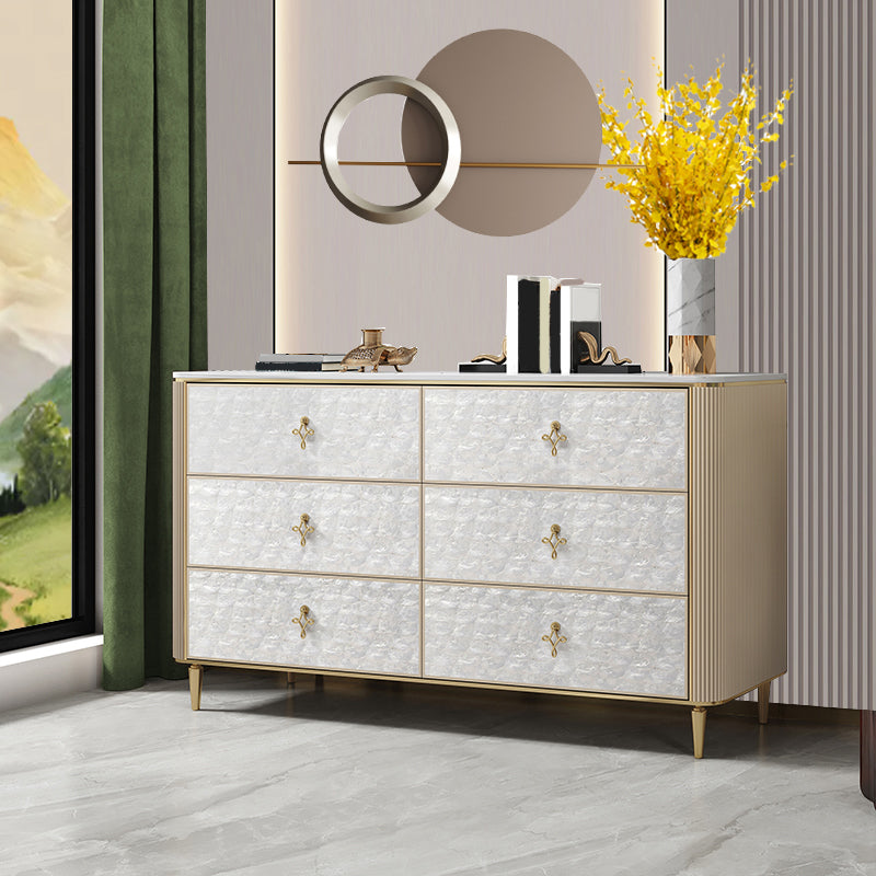 Classic Glam Double Dresser Stone Storage Chest with Metal Feet for Bedroom Clearhalo 'Bedroom Furniture' 'Dressers & Chests' 'dressers_chests' 'furn' 'furn_dressers_chests' 'Furniture' 6833093