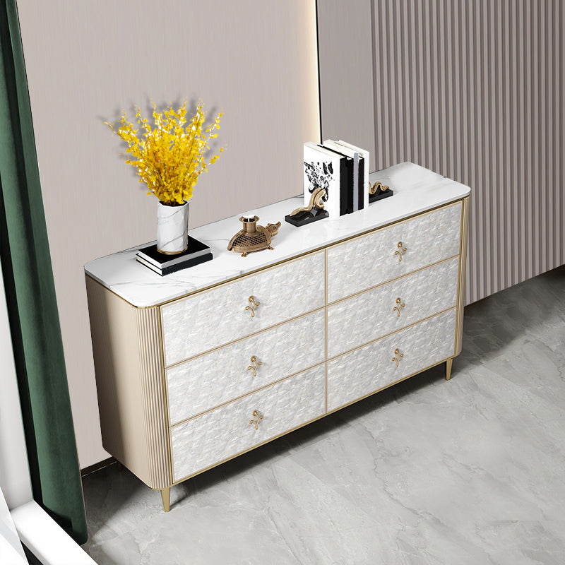 Classic Glam Double Dresser Stone Storage Chest with Metal Feet for Bedroom Clearhalo 'Bedroom Furniture' 'Dressers & Chests' 'dressers_chests' 'furn' 'furn_dressers_chests' 'Furniture' 6833094