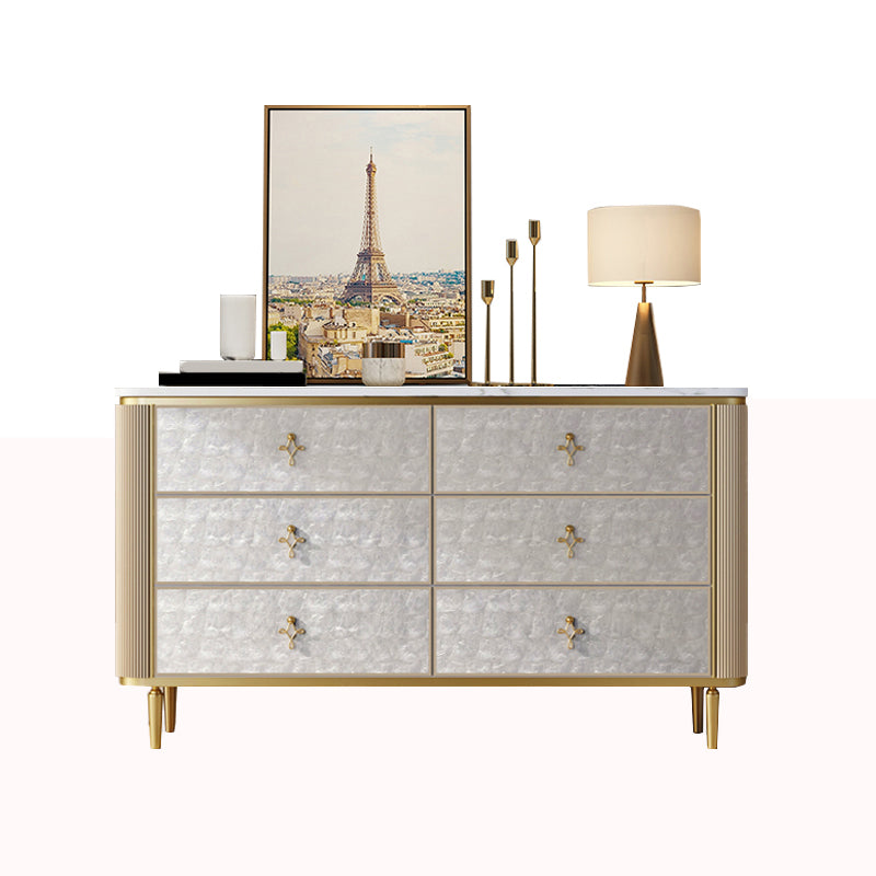 Classic Glam Double Dresser Stone Storage Chest with Metal Feet for Bedroom Clearhalo 'Bedroom Furniture' 'Dressers & Chests' 'dressers_chests' 'furn' 'furn_dressers_chests' 'Furniture' 6833095