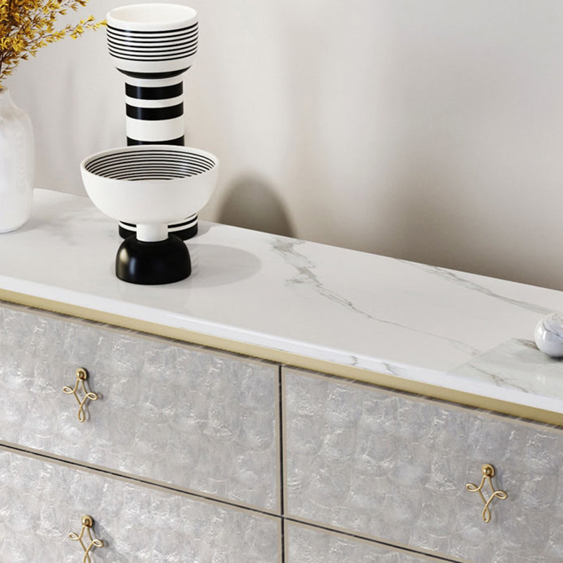 Classic Glam Double Dresser Stone Storage Chest with Metal Feet for Bedroom Clearhalo 'Bedroom Furniture' 'Dressers & Chests' 'dressers_chests' 'furn' 'furn_dressers_chests' 'Furniture' 6833096