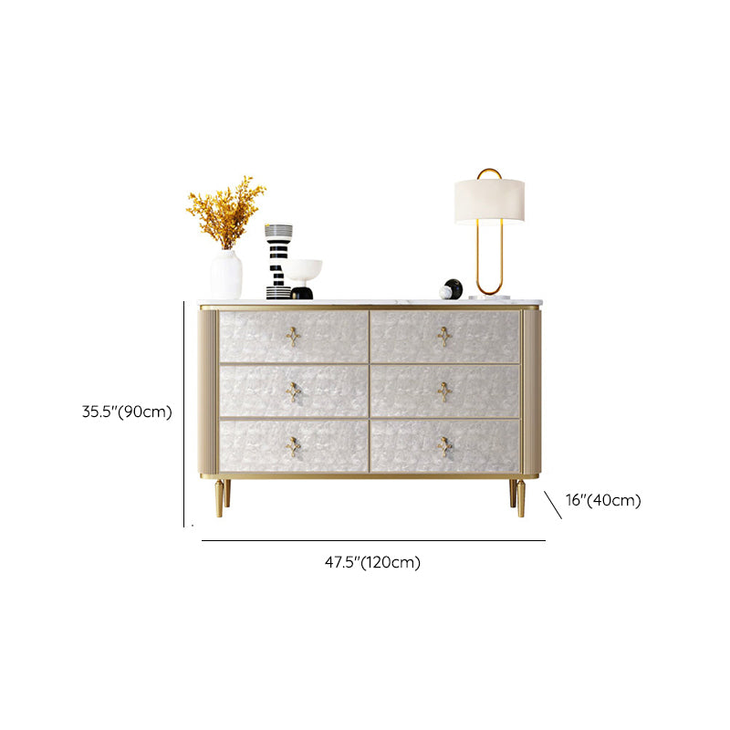 Classic Glam Double Dresser Stone Storage Chest with Metal Feet for Bedroom Clearhalo 'Bedroom Furniture' 'Dressers & Chests' 'dressers_chests' 'furn' 'furn_dressers_chests' 'Furniture' 6833100
