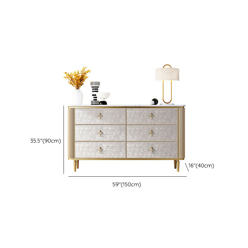Classic Glam Double Dresser Stone Storage Chest with Metal Feet for Bedroom Clearhalo 'Bedroom Furniture' 'Dressers & Chests' 'dressers_chests' 'furn' 'furn_dressers_chests' 'Furniture' 6833101