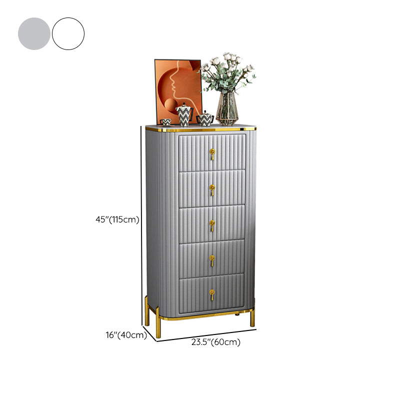 Classic Glam Vertical Lingerie Chest Stone Storage Chest with Drawers for Bedroom