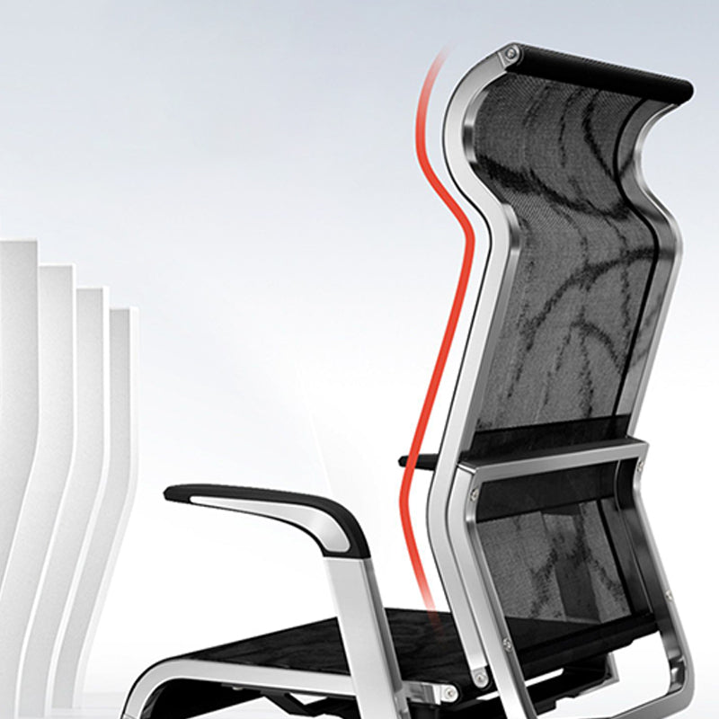 Moderne zwarte zwenkstoel Verstelbare stoelhoogte Vaste wapenstoel