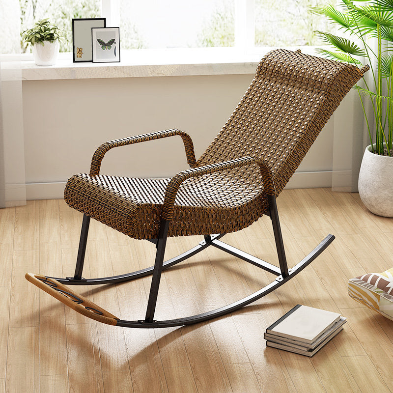 Modern Indoor Rattan Rocking Chair Single Relaxing Rocking Chair