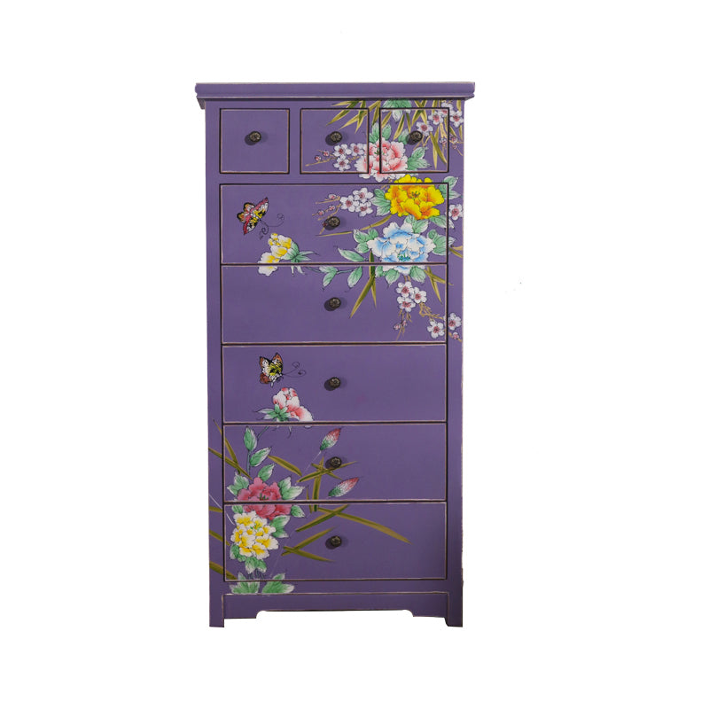 American Traditional Lingerie Chest Wood Storage Chest for Bedroom 19.7"L x 11.8"W x 43.3"H Purple Clearhalo 'Bedroom Furniture' 'Dressers & Chests' 'dressers_chests' 'furn' 'furn_dressers_chests' 'Furniture' 6833567