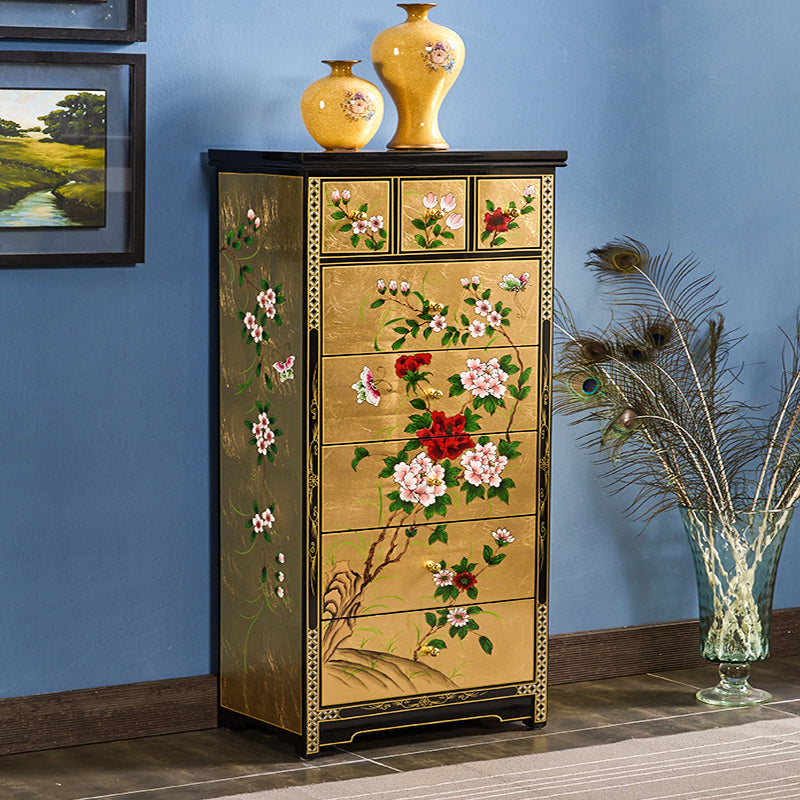 American Traditional Lingerie Chest Wood Storage Chest for Bedroom 19.7"L x 11.8"W x 43.3"H Gold Clearhalo 'Bedroom Furniture' 'Dressers & Chests' 'dressers_chests' 'furn' 'furn_dressers_chests' 'Furniture' 6833571
