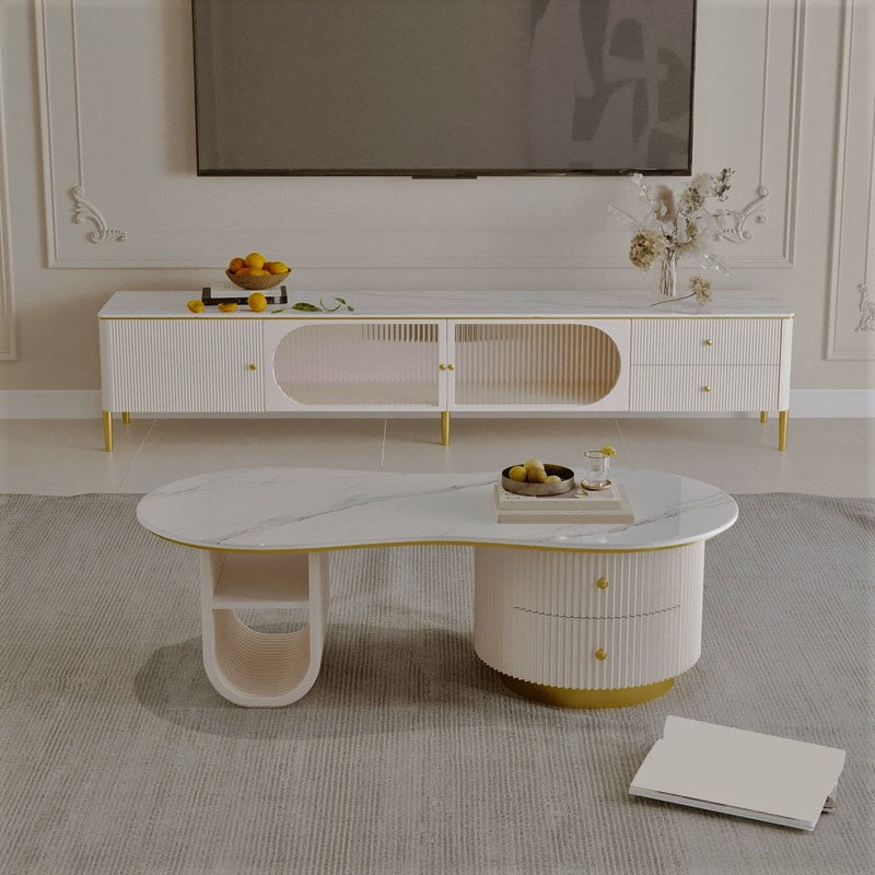 Soporte para TV Stone Media Console, soporte para TV con almacenamiento cerrado y cajones