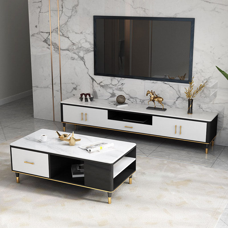 Contemporary TV Media Stand Stone TV Media Console with Drawer Clearhalo 'furn' 'furn_tv_stands_entertainment_centers' 'Furniture' 'Living Room Furniture' 'TV Stands & Entertainment Centers' 'TV Stands & Media Storage Furniture' 'tv_stands_entertainment_centers' 6837446