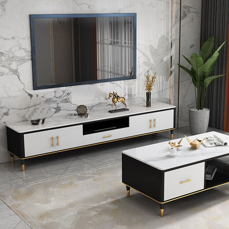 Contemporary TV Media Stand Stone TV Media Console with Drawer Clearhalo 'furn' 'furn_tv_stands_entertainment_centers' 'Furniture' 'Living Room Furniture' 'TV Stands & Entertainment Centers' 'TV Stands & Media Storage Furniture' 'tv_stands_entertainment_centers' 6837449