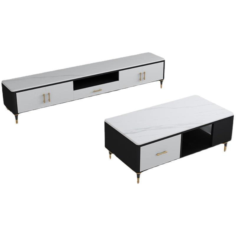 Contemporary TV Media Stand Stone TV Media Console with Drawer Clearhalo 'furn' 'furn_tv_stands_entertainment_centers' 'Furniture' 'Living Room Furniture' 'TV Stands & Entertainment Centers' 'TV Stands & Media Storage Furniture' 'tv_stands_entertainment_centers' 6837451