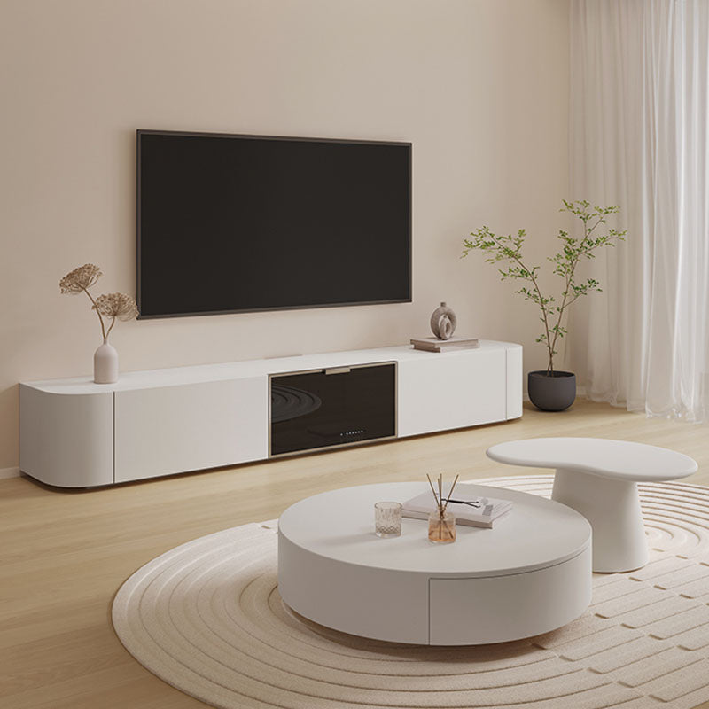 Houten tv-mediastandaard Moderne mediaconsole met lades