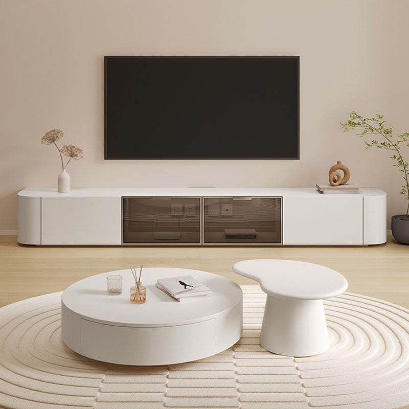 Houten tv-mediastandaard Moderne mediaconsole met lades