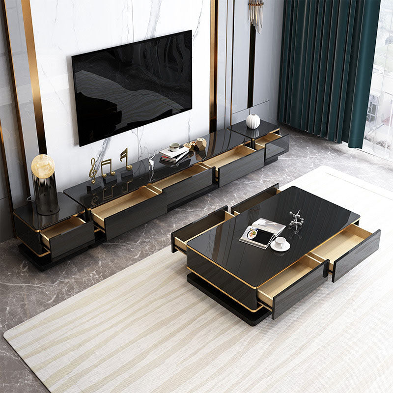 Enclosed Storage TV Media Stand Glam Media Console with Drawers Clearhalo 'furn' 'furn_tv_stands_entertainment_centers' 'Furniture' 'Living Room Furniture' 'TV Stands & Entertainment Centers' 'TV Stands & Media Storage Furniture' 'tv_stands_entertainment_centers' 6837526