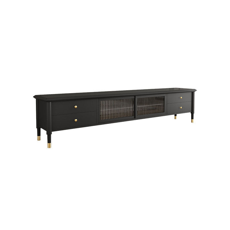 Enclosed Storage TV Media Stand Wooden Media Console with Drawers Black Clearhalo 'furn' 'furn_tv_stands_entertainment_centers' 'Furniture' 'Living Room Furniture' 'TV Stands & Entertainment Centers' 'TV Stands & Media Storage Furniture' 'tv_stands_entertainment_centers' 6837547