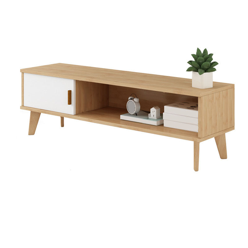 Contemporary TV Media Stand Wooden Media Console for Living Room Natural Wood White Clearhalo 'furn' 'furn_tv_stands_entertainment_centers' 'Furniture' 'Living Room Furniture' 'TV Stands & Entertainment Centers' 'TV Stands & Media Storage Furniture' 'tv_stands_entertainment_centers' 6837558