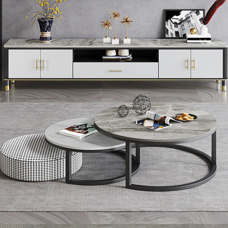 Support multimédia TV contemporain, console multimédia en pierre pour salon