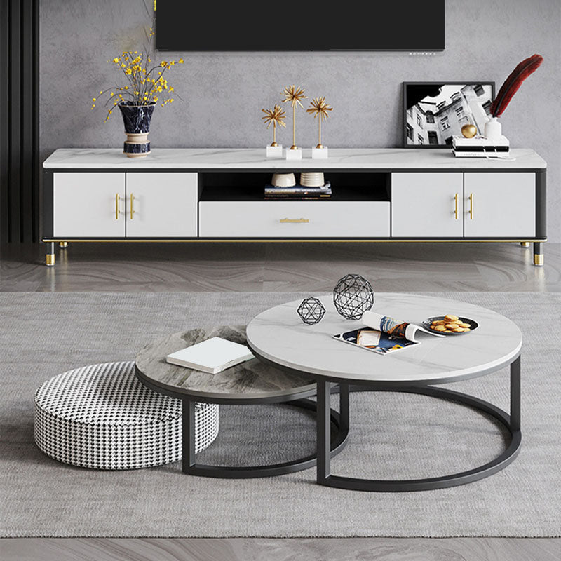 Support multimédia TV contemporain, console multimédia en pierre pour salon