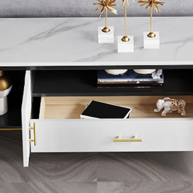Support multimédia TV contemporain, console multimédia en pierre pour salon