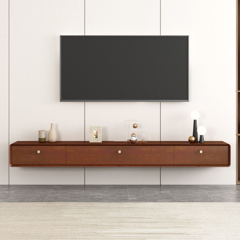 Wooden TV Media Stand Contemporary Media Console with 2 Drawers 79"L x 9.5"W x 8"H Nut-Brown Clearhalo 'furn' 'furn_tv_stands_entertainment_centers' 'Furniture' 'Living Room Furniture' 'TV Stands & Entertainment Centers' 'TV Stands & Media Storage Furniture' 'tv_stands_entertainment_centers' 6837592