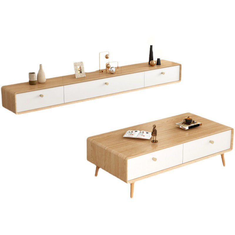 Wooden TV Media Stand Contemporary Media Console with 2 Drawers Clearhalo 'furn' 'furn_tv_stands_entertainment_centers' 'Furniture' 'Living Room Furniture' 'TV Stands & Entertainment Centers' 'TV Stands & Media Storage Furniture' 'tv_stands_entertainment_centers' 6837596
