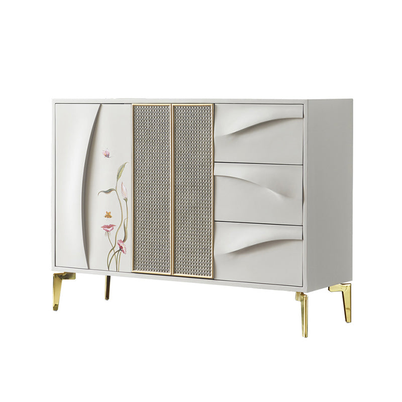 Classic Glam Horizontal Combo Dresser Wood Storage Chest Dresser for Bedroom 47"L x 14"W x 35"H White-Gray Clearhalo 'Bedroom Furniture' 'Dressers & Chests' 'dressers_chests' 'furn' 'furn_dressers_chests' 'Furniture' 6837714