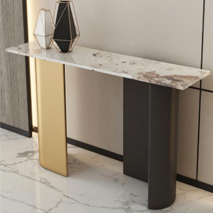 Mesa de acento de piedra de consola glamorante, 13.78 pulgadas de ancho
