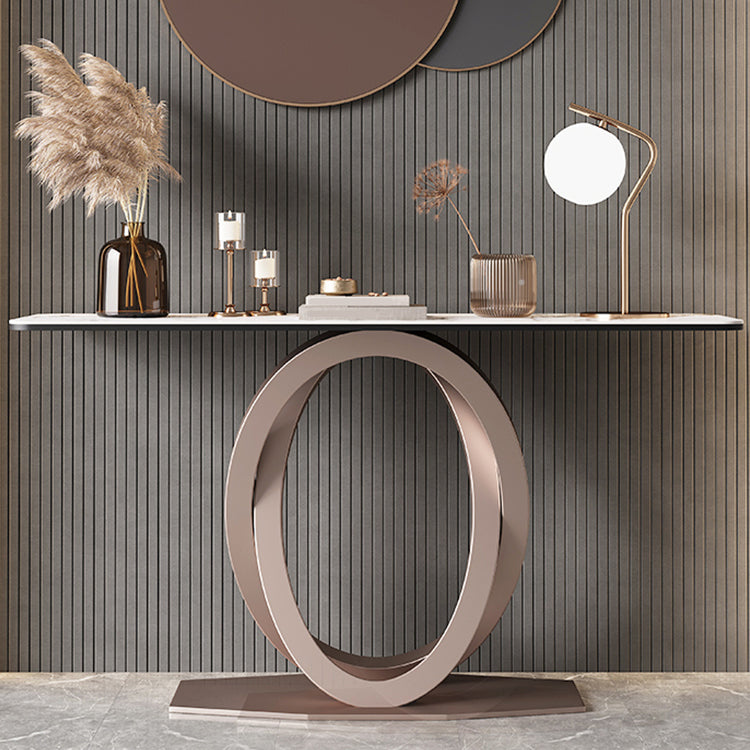 Modern Console Table Stone Abstract Base Accent Table , 33.46" Tall 71"L x 14"W x 33"H Clearhalo 'Console Tables' 'console_tables' 'Entry & Mudroom Furniture' 'furn' 'furn_console_tables' 'Furniture' 6837941