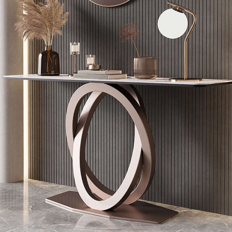 Modern Console Table Stone Abstract Base Accent Table , 33.46" Tall 59"L x 14"W x 33"H Clearhalo 'Console Tables' 'console_tables' 'Entry & Mudroom Furniture' 'furn' 'furn_console_tables' 'Furniture' 6837944