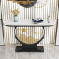 Tavolo con console altezza glam in pietra mezzo luna 1-scaffale 31,5 "