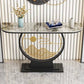 Tavolo con console altezza glam in pietra mezzo luna 1-scaffale 31,5 "