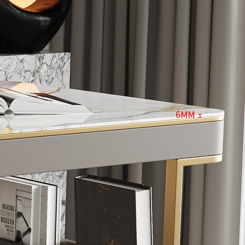 Rectangular Shaped Office Laptop Table Reversible Grey Writing Desk with 2 Drawers Clearhalo 'furn' 'furn_office_desk' 'Furniture' 'Office Desks' 'Office Furniture' 'office_desk' 6838078