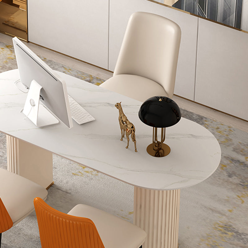 Oval geformte Schieferbüro -Schreibtisch White Writes Desk für Bürohaus