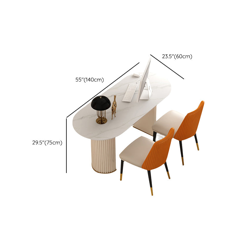 Oval geformte Schieferbüro -Schreibtisch White Writes Desk für Bürohaus