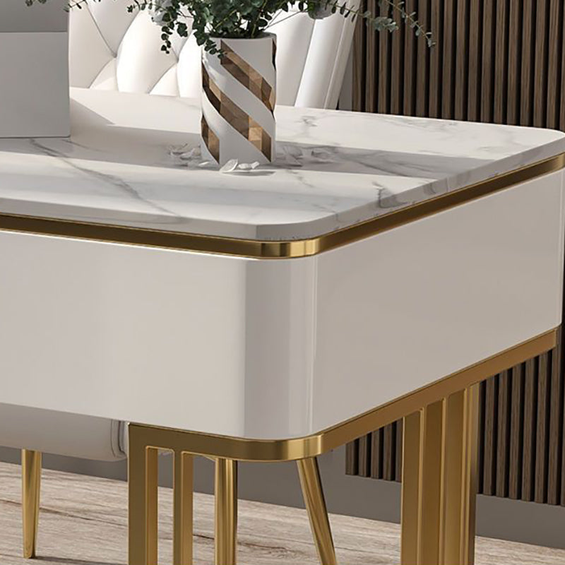 Stone Curved Office Desk Glam 1 Drawer Writing Desk with Sled Base Clearhalo 'furn' 'furn_office_desk' 'Furniture' 'Office Desks' 'Office Furniture' 'office_desk' 6838149