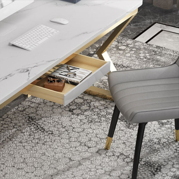 Glam Stone Office Desk Rectangular Golden Writing Desk for Office Clearhalo 'furn' 'furn_office_desk' 'Furniture' 'Office Desks' 'Office Furniture' 'office_desk' 6838306