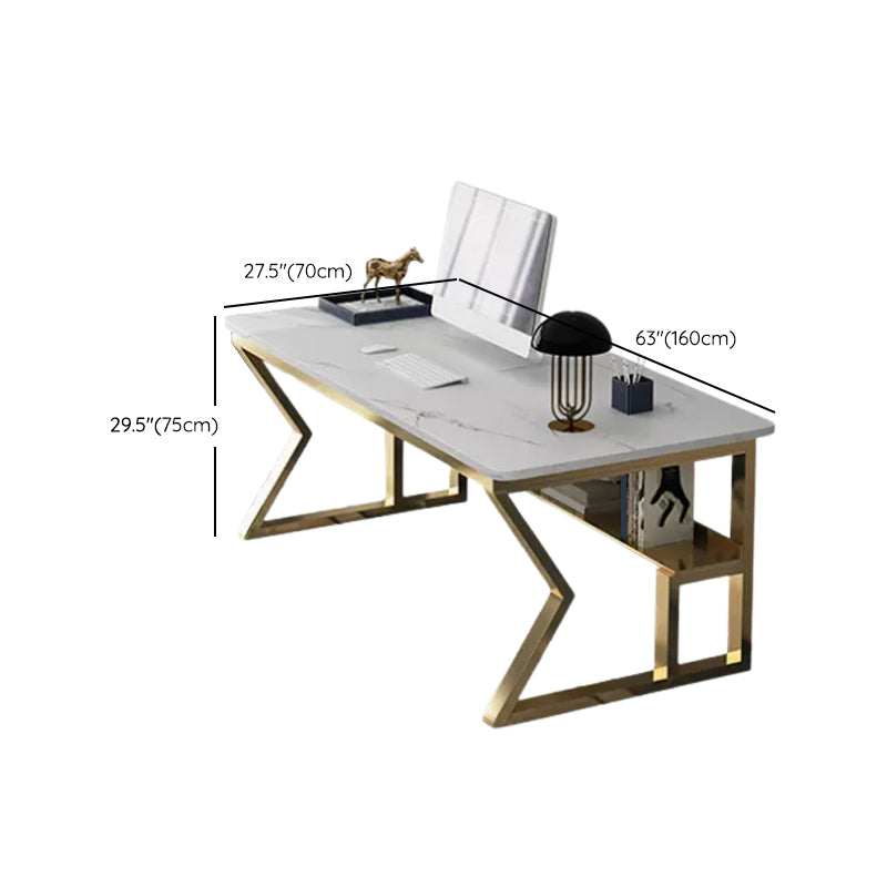 Glam Stone Office Desk Rectangular Golden Writing Desk for Office Clearhalo 'furn' 'furn_office_desk' 'Furniture' 'Office Desks' 'Office Furniture' 'office_desk' 6838310