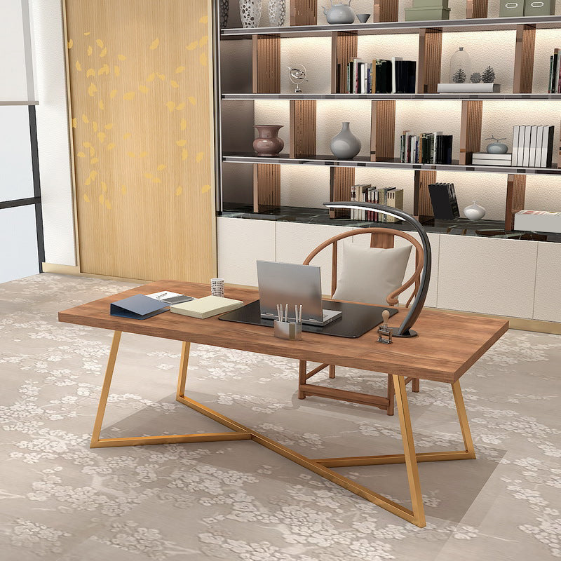 グラムオフィスデスクソリッドウッド長方形のライティングデスク、高さ29.53インチ