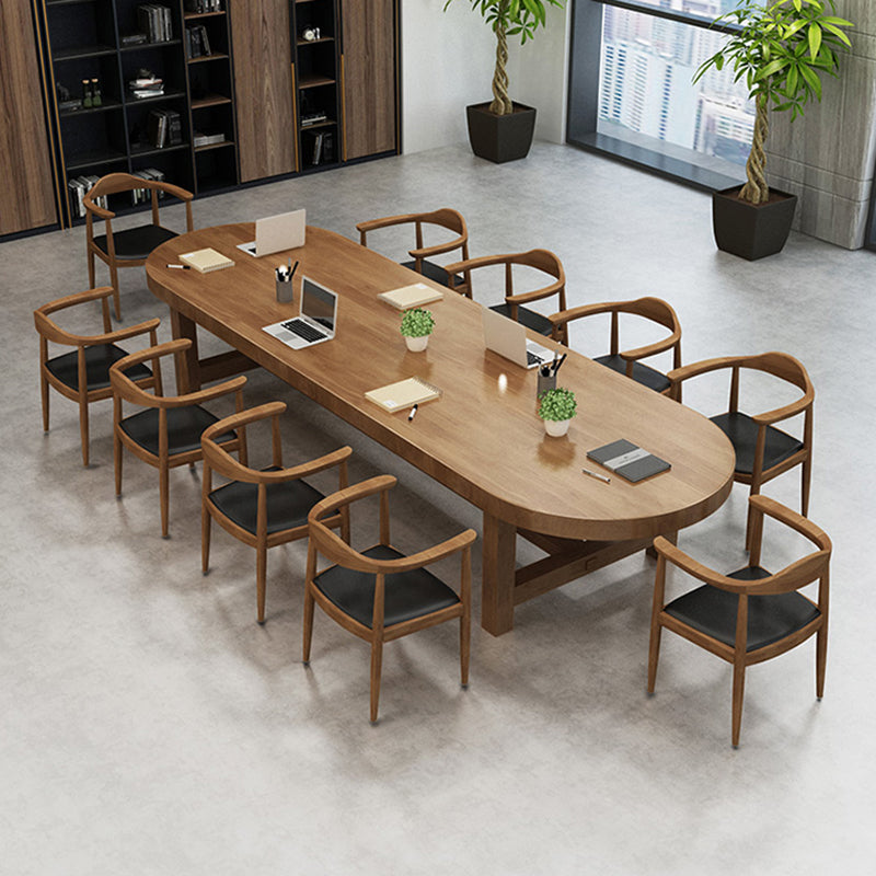 Table de bureau de forme ovale réversible du bureau d'écriture naturel pour le bureau